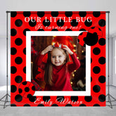 Lofaris Custom Name Red And Black Dots 1st Birthday Backdrop